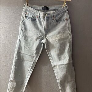 GAP Light Blue Skinny Jeans with Embroidered Dots